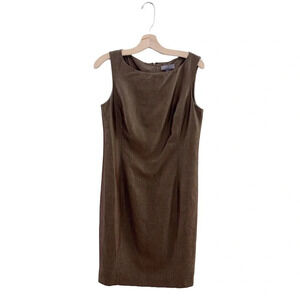 Kate Hill Lagenlook Wool Mohair Shift Dress Sleeveless Brown